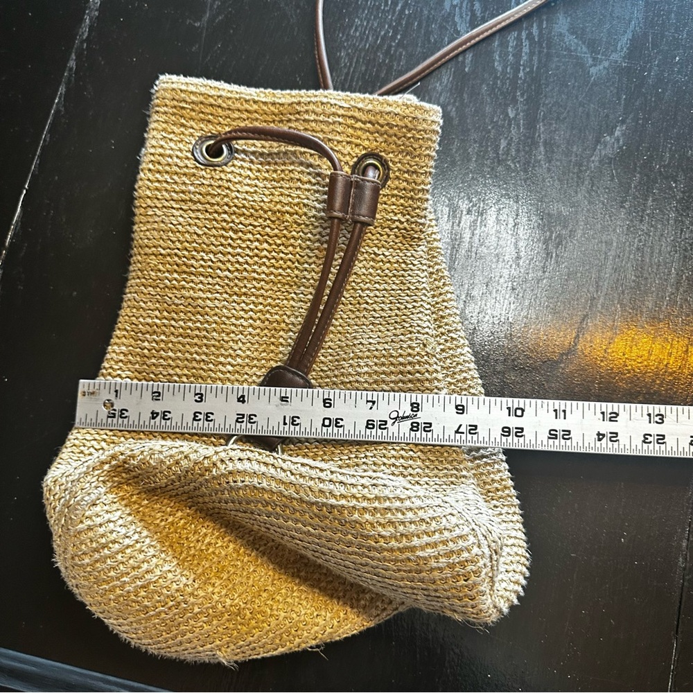 Brown Boho Backpack Strap Brown Cream Weaved Purse - Picture 4 of 9